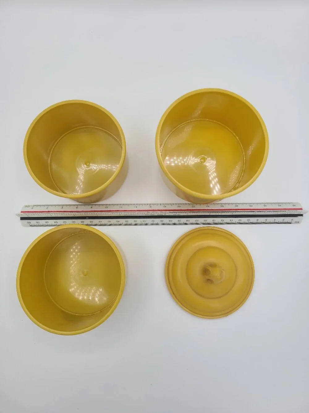 Vintage 3 Tier Yellow Powder Box Celluloid Wedgwood Jasperware Style Victorian